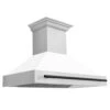 ZLINE Autograph Edition 48 In. Stainless Steel Range Hood With White Matte Shell And Matte Black Handle (8654STZ-WM48-MB)(Zline Autograph Edition 48 Wall Mount Range Hood Stainless Steel White Matte Matte Black 8654stz Wm48 Mb)