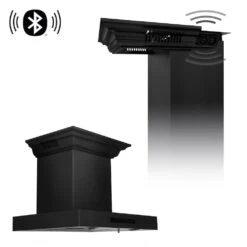 ZLINE 24 In. CrownSound™ Ducted Vent Wall Mount Range Hood In Black Stainless Steel With Built-in Bluetooth Speakers (BSKENCRN-BT-24)(Zline 24 Wall Mount Range Hood Black Stainless Steel Crownsound Bskencrn Bt 24)