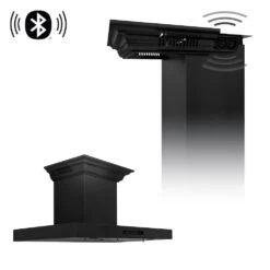 ZLINE 36 In. CrownSound™ Ducted Vent Wall Mount Range Hood In Black Stainless Steel With Built-in Bluetooth Speakers (BSKENCRN-BT-36)(Zline 36 Wall Mount Range Hood Black Stainless Steel Crownsound Bskencrn Bt 36)