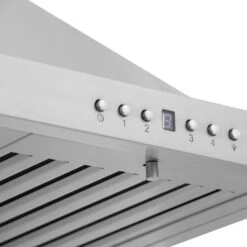 ZLINE 30 In. Convertible Vent Wall Mount Range Hood In Stainless Steel With Crown Molding (KBCRN-30)(Zline 30 Wall Mount Range Hood Stainless Steel Crown Molding Kbcrn 30) -Induction Cooktop Store zline stainless steel wall mounted range hood KBCRN 30 buttons detail