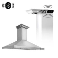 ZLINE 48 In. CrownSound™ Ducted Vent Wall Mount Range Hood In Stainless Steel With Built-in Bluetooth Speakers (KBCRN-BT-48)(Zline 48 Wall Mount Range Hood Stainless Steel Crownsound Kbcrn Bt 48)