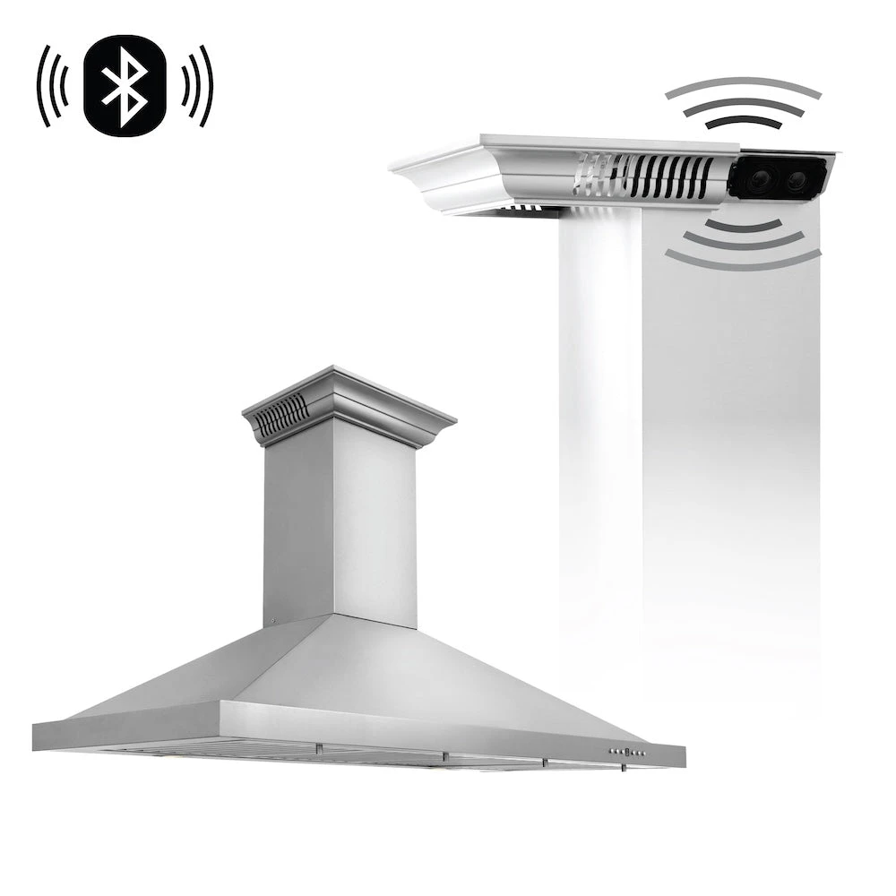 ZLINE 48 In. CrownSound™ Ducted Vent Wall Mount Range Hood In Stainless Steel With Built-in Bluetooth Speakers (KBCRN-BT-48)(Zline 48 Wall Mount Range Hood Stainless Steel Crownsound Kbcrn Bt 48) 1 ZLINE 48 In. CrownSound™ Ducted Vent Wall Mount Range Hood In Stainless Steel With Built-in Bluetooth Speakers (KBCRN-BT-48)(Zline 48 Wall Mount Range Hood Stainless Steel Crownsound Kbcrn Bt 48)