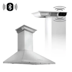 ZLINE 36 In. CrownSound™ Ducted Vent Wall Mount Range Hood In Stainless Steel With Built-in Bluetooth Speakers (KL2CRN-BT-36)(Zline 36 Wall Mount Range Hood Stainless Steel Crownsound Kl2crn Bt 36)
