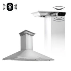 ZLINE 48 In. CrownSound™ Ducted Vent Wall Mount Range Hood In Stainless Steel With Built-in Bluetooth Speakers (KL2CRN-BT-48)(Zline 48 Wall Mount Range Hood Stainless Steel Crownsound Kl2crn Bt 48)