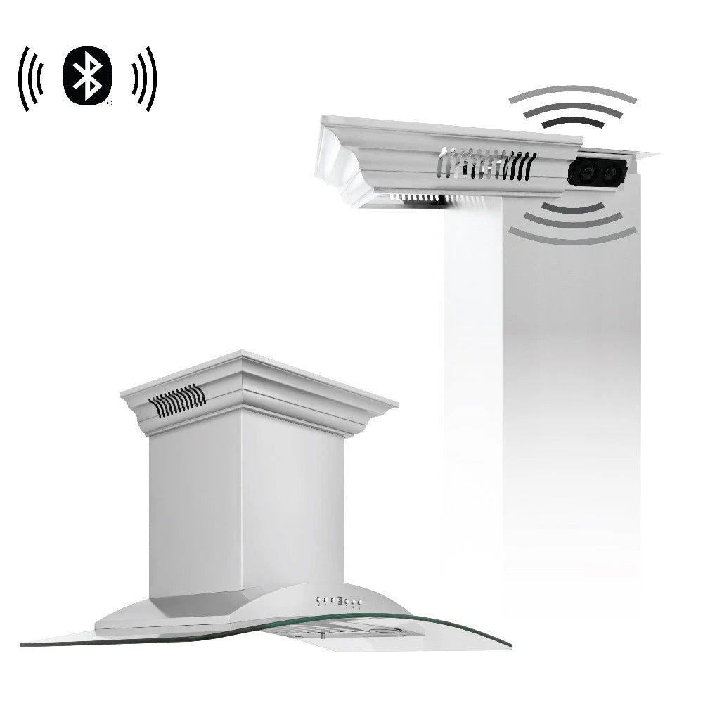 ZLINE 36 In. CrownSound™ Ducted Vent Wall Mount Range Hood In Stainless Steel And Glass With Built-in Bluetooth Speakers (KNCRN-BT-36)(Zline 36 Wall Mount Range Hood Stainless Steel Crownsound Kncrn Bt 36) 3 ZLINE 36 In. CrownSound™ Ducted Vent Wall Mount Range Hood In Stainless Steel And Glass With Built-in Bluetooth Speakers (KNCRN-BT-36)(Zline 36 Wall Mount Range Hood Stainless Steel Crownsound Kncrn Bt 36) - Image 3