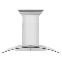 ZLINE 36 In. CrownSound™ Ducted Vent Wall Mount Range Hood In Stainless Steel And Glass With Built-in Bluetooth Speakers (KZCRN-BT-36)(Zline 36 Wall Mount Range Hood Stainless Steel Crownsound Kzcrn Bt 36) -Induction Cooktop Store zline stainless steel wall mounted range hood KZCRN BT 36 front