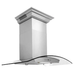 ZLINE 30 In. CrownSound™ Ducted Vent Wall Mount Range Hood In Stainless Steel And Glass With Built-in Bluetooth Speakers (KZCRN-BT-30)(Zline 30 Wall Mount Range Hood Stainless Steel Crownsound Kzcrn Bt 30)