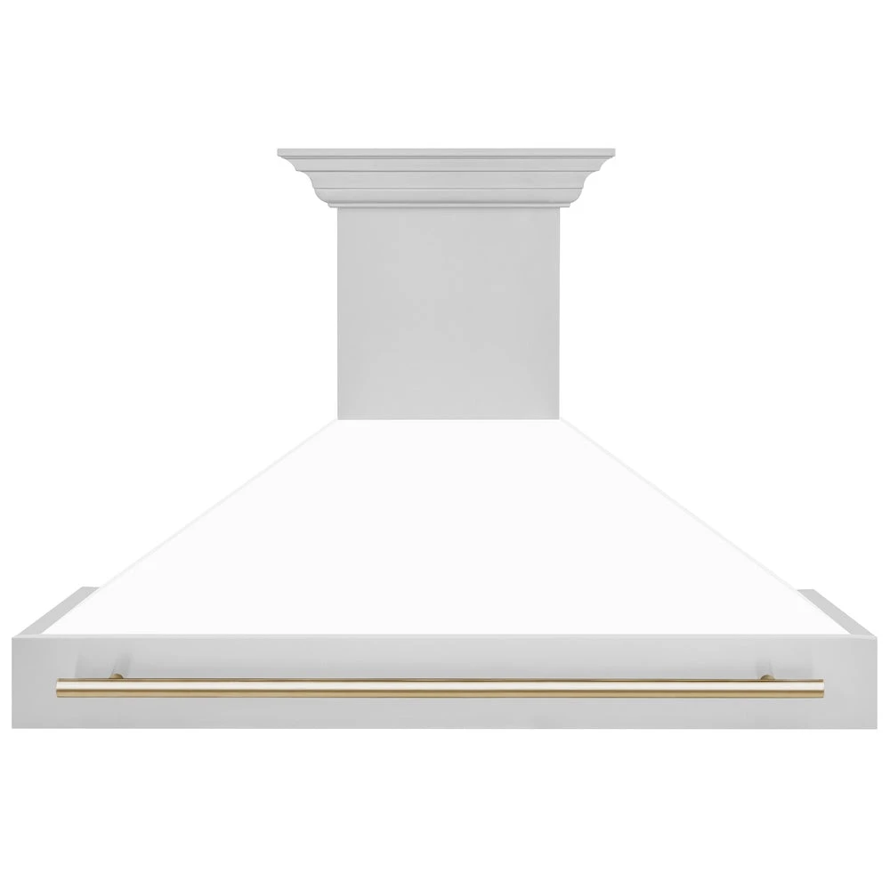 ZLINE Autograph Edition 48 In. Stainless Steel Range Hood With White Matte Shell And Polished Gold Handle (8654STZ-WM48-G)(Zline Autograph Edition 48 Wall Mount Range Hood Stainless Steel White Matte Polished Gold 8654stz Wm48 G) 4 ZLINE Autograph Edition 48 In. Stainless Steel Range Hood With White Matte Shell And Polished Gold Handle (8654STZ-WM48-G)(Zline Autograph Edition 48 Wall Mount Range Hood Stainless Steel White Matte Polished Gold 8654stz Wm48 G) - Image 4