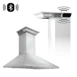 ZLINE 42 In. CrownSound™ Ducted Vent Wall Mount Range Hood In Stainless Steel With Built-in Bluetooth Speakers (KL2CRN-BT-42)(Zline 42 Wall Mount Range Hood Stainless Steel Crownsound Kl2crn Bt 42)