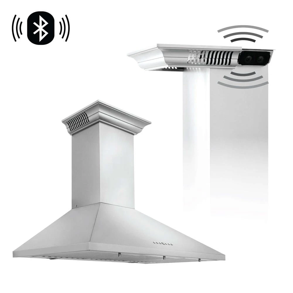 ZLINE 42 In. CrownSound™ Ducted Vent Wall Mount Range Hood In Stainless Steel With Built-in Bluetooth Speakers (KL2CRN-BT-42)(Zline 42 Wall Mount Range Hood Stainless Steel Crownsound Kl2crn Bt 42) 1 ZLINE 42 In. CrownSound™ Ducted Vent Wall Mount Range Hood In Stainless Steel With Built-in Bluetooth Speakers (KL2CRN-BT-42)(Zline 42 Wall Mount Range Hood Stainless Steel Crownsound Kl2crn Bt 42)