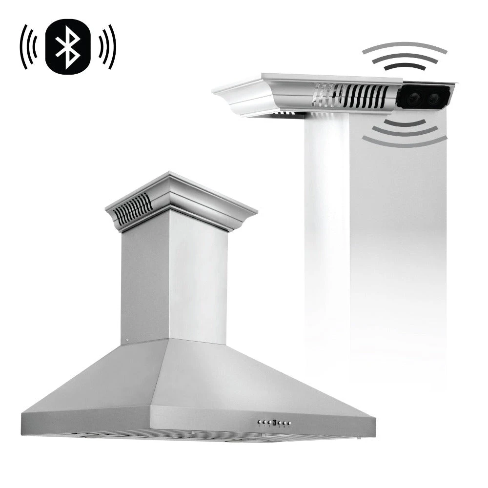 ZLINE 42 In. CrownSound™ Ducted Vent Wall Mount Range Hood In Stainless Steel With Built-in Bluetooth Speakers (KL3CRN-BT-42)(Zline 42 Wall Mount Range Hood Stainless Steel Crownsound Kl3crn Bt 42) 1 ZLINE 42 In. CrownSound™ Ducted Vent Wall Mount Range Hood In Stainless Steel With Built-in Bluetooth Speakers (KL3CRN-BT-42)(Zline 42 Wall Mount Range Hood Stainless Steel Crownsound Kl3crn Bt 42)