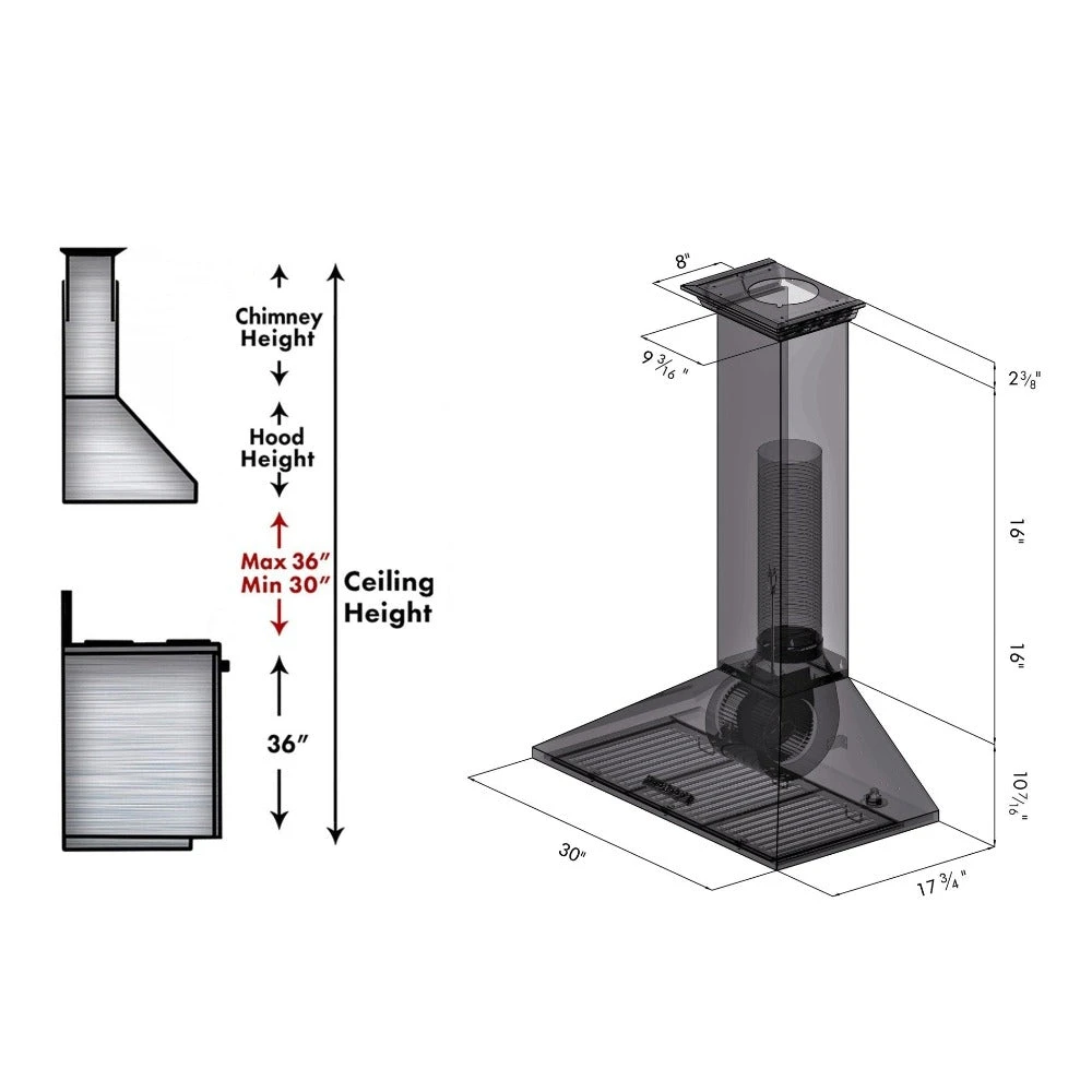 ZLINE 30 In. Convertible Vent Wall Mount Range Hood In Stainless Steel With Crown Molding (KL2CRN-30)(Zline 30 Wall Mount Range Hood Stainless Steel Crown Molding Kl2crn 30) 10 ZLINE 30 In. Convertible Vent Wall Mount Range Hood In Stainless Steel With Crown Molding (KL2CRN-30)(Zline 30 Wall Mount Range Hood Stainless Steel Crown Molding Kl2crn 30) - Image 10