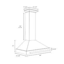 ZLINE 36 In. Convertible Stainless Steel Range Hood With Black Matte Shell And Stainless Steel Handle (KB4STX-BLM-36)(Zline 36 Wall Mount Range Hood Stainless Steel Black Matte Kb4stx Blm 36) 15 ZLINE 36 In. Convertible Stainless Steel Range Hood With Black Matte Shell And Stainless Steel Handle (KB4STX-BLM-36)(Zline 36 Wall Mount Range Hood Stainless Steel Black Matte Kb4stx Blm 36) -Induction Cooktop Store zline wall mount stainless steel black matte range hood KB4STX BLM36 dimensional diagramcopy 8a2083c7 6ae5 4c0e 929d 84aadd4b8a8e