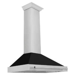 ZLINE 36 In. Convertible Stainless Steel Range Hood With Black Matte Shell And Stainless Steel Handle (KB4STX-BLM-36)(Zline 36 Wall Mount Range Hood Stainless Steel Black Matte Kb4stx Blm 36)