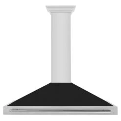 ZLINE 48 In. Convertible Stainless Steel Range Hood With Black Matte Shell And Stainless Steel Handle (KB4STX-BLM-48)(Zline 48 Wall Mount Range Hood Stainless Steel Black Matte Kb4stx Blm 48) -Induction Cooktop Store zline wall mount stainless steel black matte range hood KB4STX BLM48 frontcopy 363ed438 c1b8 4fa1 aa08 67be2c421e0f