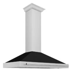 ZLINE 48 In. Convertible Stainless Steel Range Hood With Black Matte Shell And Stainless Steel Handle (KB4STX-BLM-48)(Zline 48 Wall Mount Range Hood Stainless Steel Black Matte Kb4stx Blm 48)